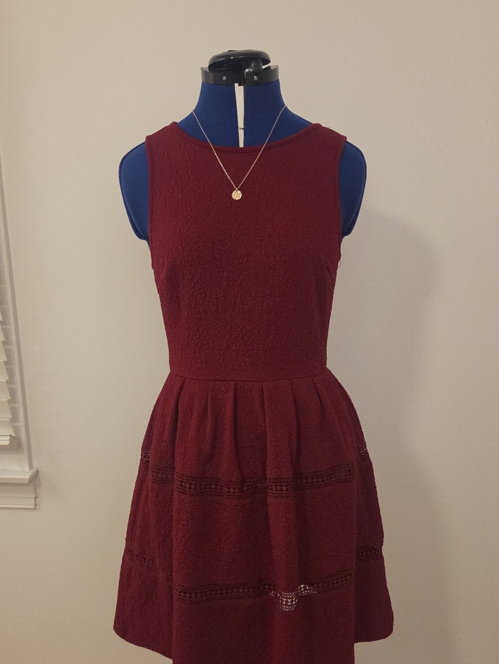 Altar'd State Sleeveless Textured Mini Dress in Burgundy